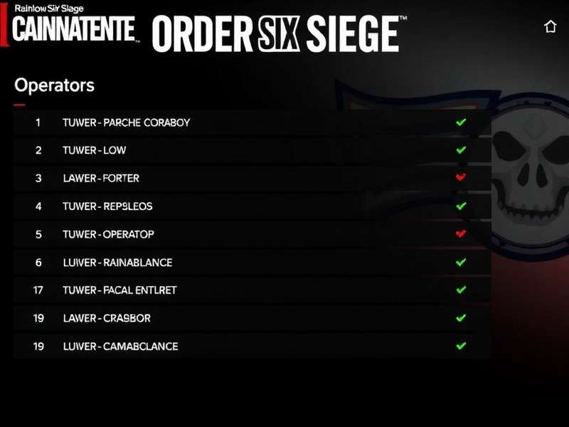 Rainbow Six Siege operator selection screen showing various characters