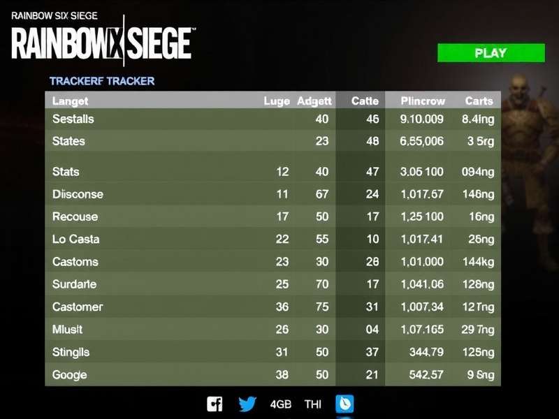 Rainbow Six Siege operator looking at tactical tablet with in-game statistics overlay