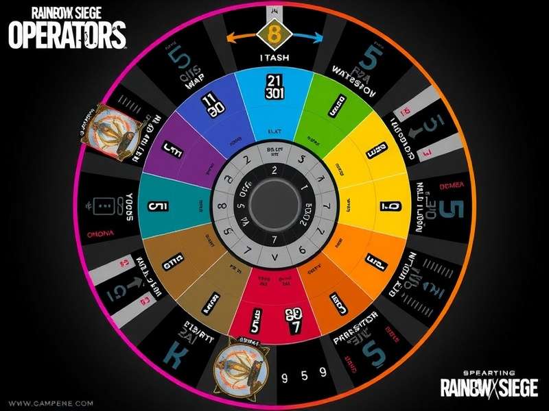 Visual representation of the Rainbow Six Siege Operators Wheel showing attacker and defender icons arranged in a circle