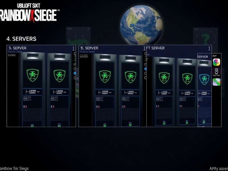 Rainbow Six Siege server status dashboard showing regional latency