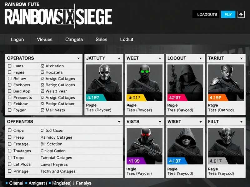 Rainbow Six Siege operator loadouts overview featuring attackers and defenders with their primary weapons and attachments
