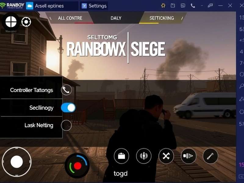 Gamer using mobile controller with Rainbow Six Siege interface
