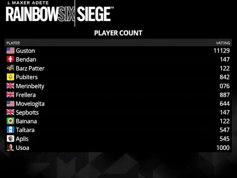 Rainbow Six Siege player count live dashboard showing concurrent players and global stats